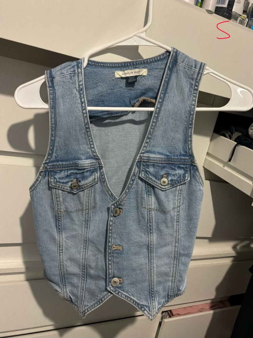 American Eagle Outfitters Light Blue Denim Vest